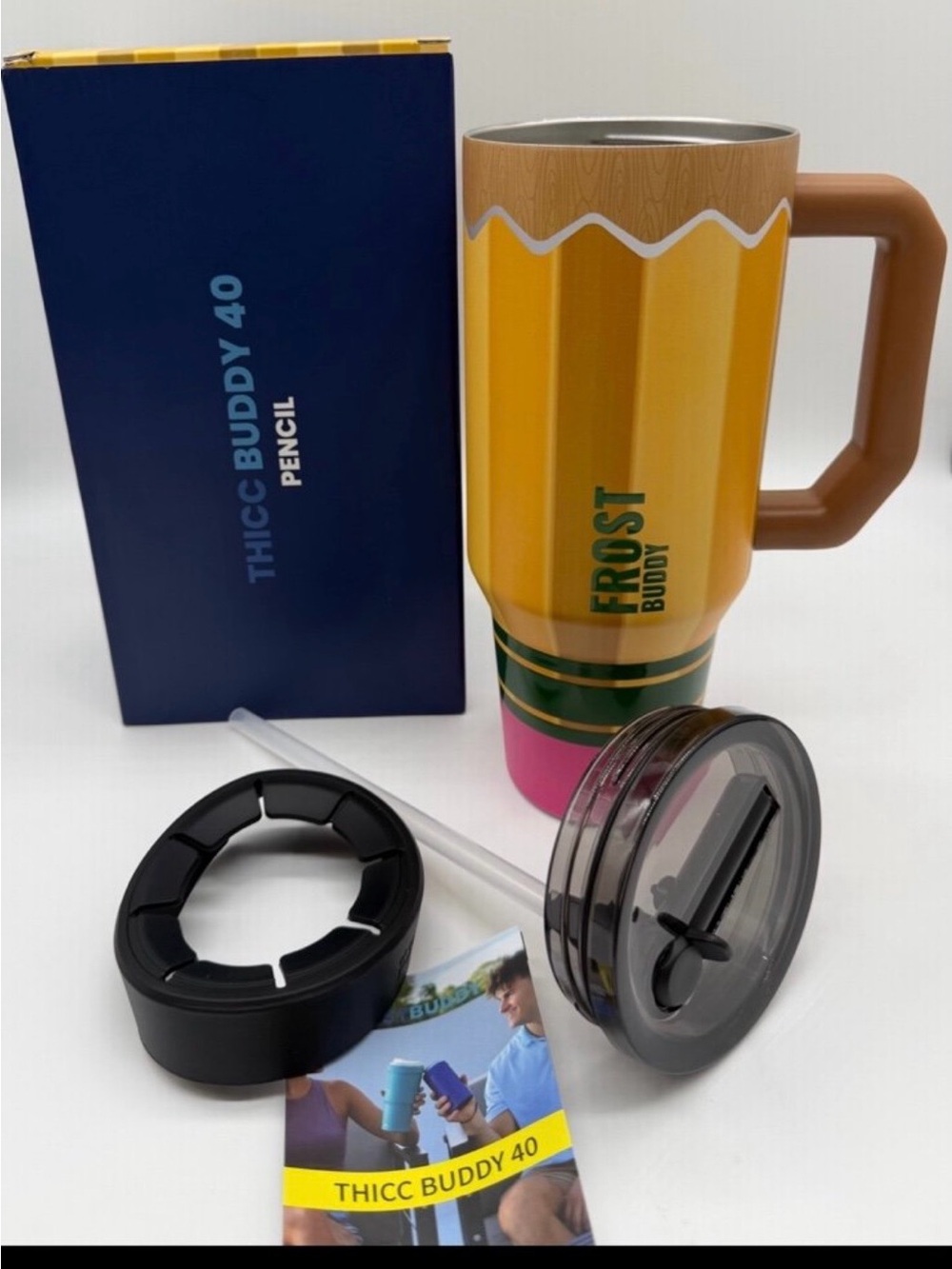 Frost Buddy Pencil Insulated Travel Mug - Yellow & Brown